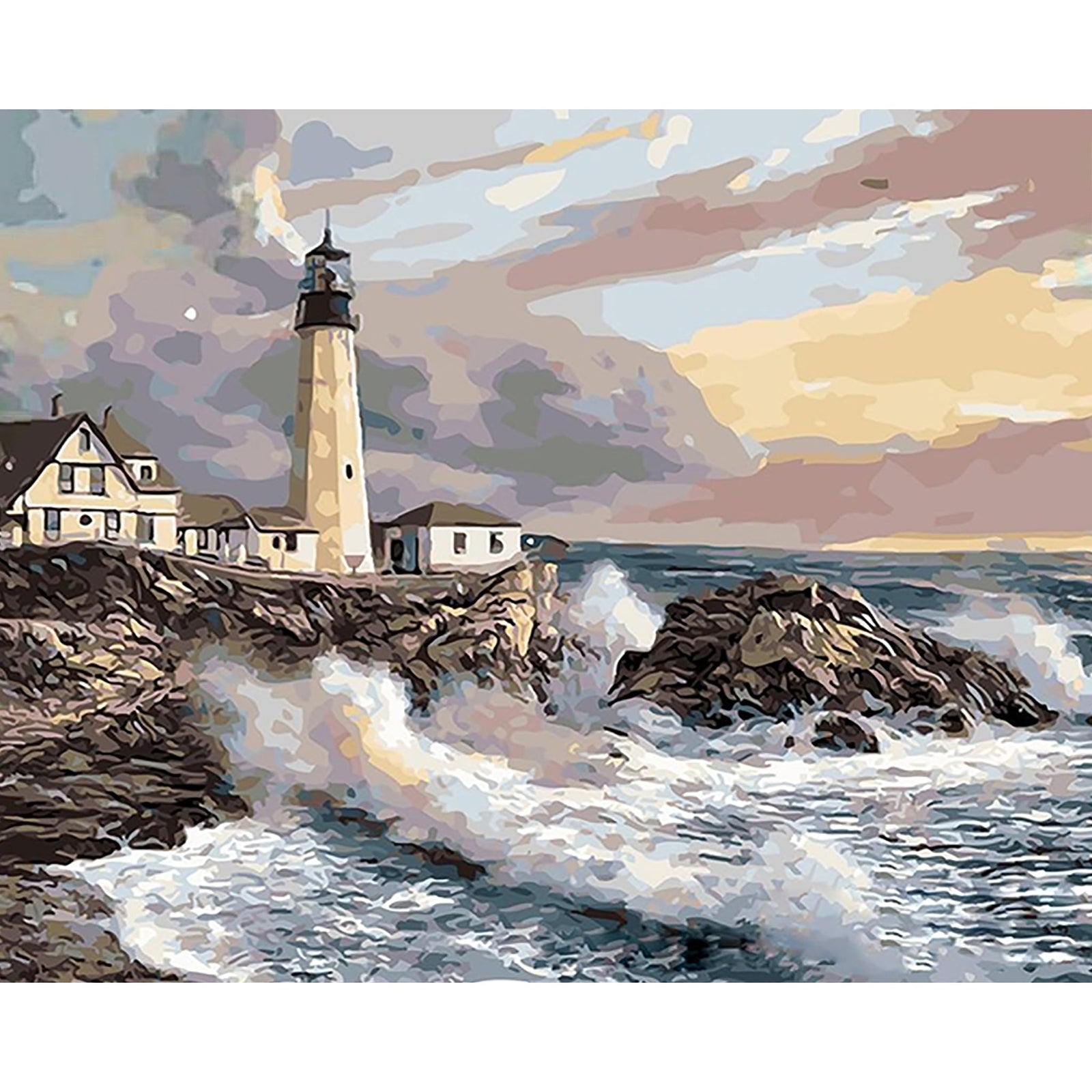 Stormy Seas Lighthouse | Diamond Painting Design - Full Drill Diamond Art with 5d Square or Round Diamonds - AB Drills Available