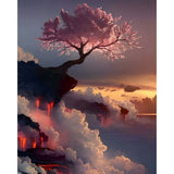 Tree over Clouds | Diamond Painting Design - Full Drill Diamond Art with 5d Square or Round Diamonds - AB Drills Available