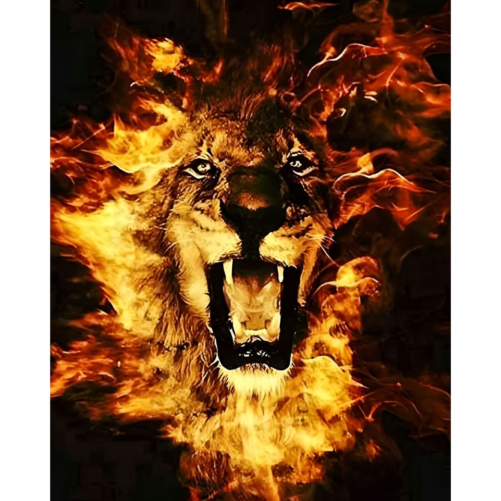 Lion Flame | Diamond Painting Design - Full Drill Diamond Art with 5d Square or Round Diamonds - AB Drills Available