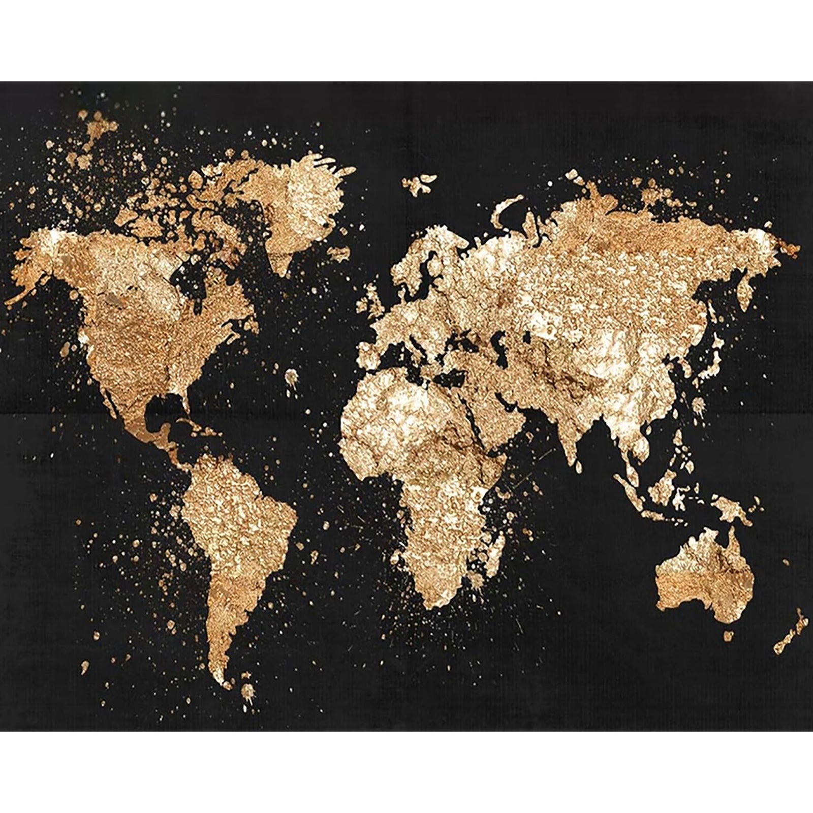 Golden World Map | Diamond Painting Design - Full Drill Diamond Art with 5d Square or Round Diamonds - AB Drills Available