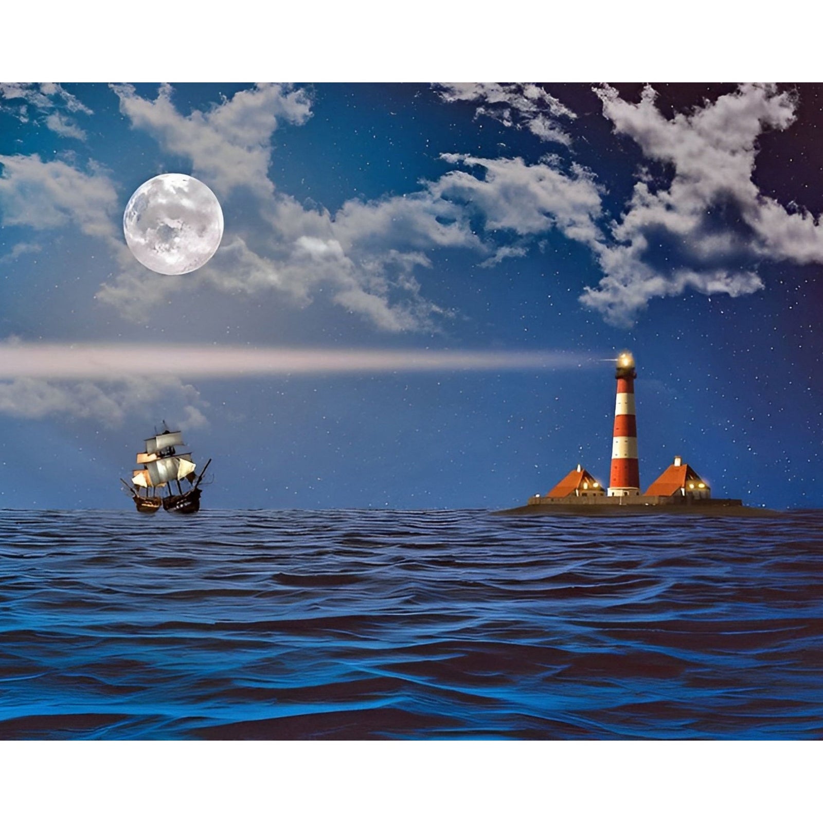 Lighthouse and Waves | Diamond Painting Design - Full Drill Diamond Art with 5d Square or Round Diamonds - AB Drills Available