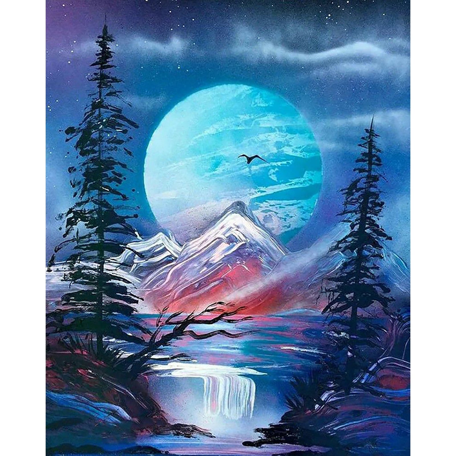 Moon Landscape | Diamond Painting Design - Full Drill Diamond Art with 5d Square or Round Diamonds - AB Drills Available