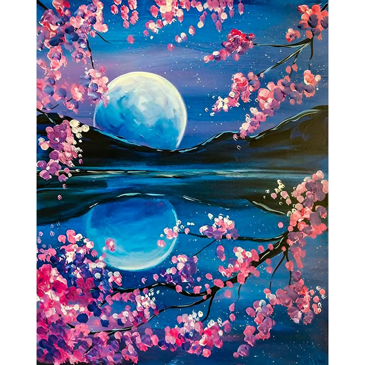 Moon Reflection Cherry Tree | Diamond Painting