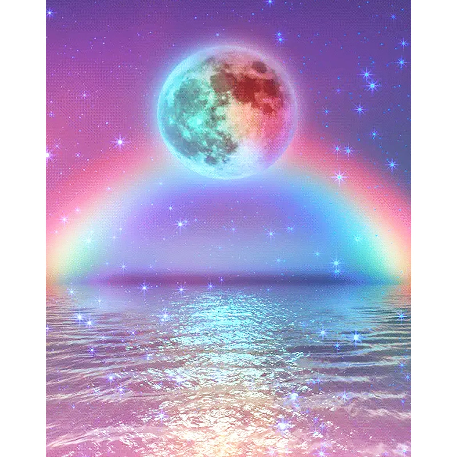 Rainbow Moon Fantasy Star River | Diamond Painting Design - Full Drill Diamond Art with 5d Square or Round Diamonds - AB Drills Available