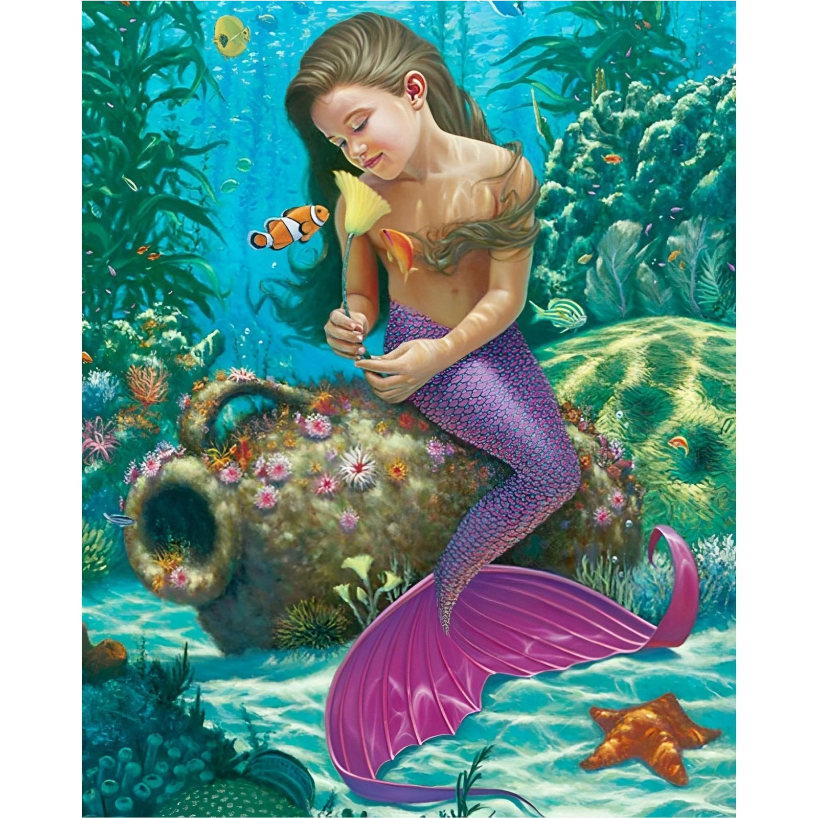 Baby Girl Mermaid | Diamond Painting Design - Full Drill Diamond Art with 5d Square or Round Diamonds - AB Drills Available