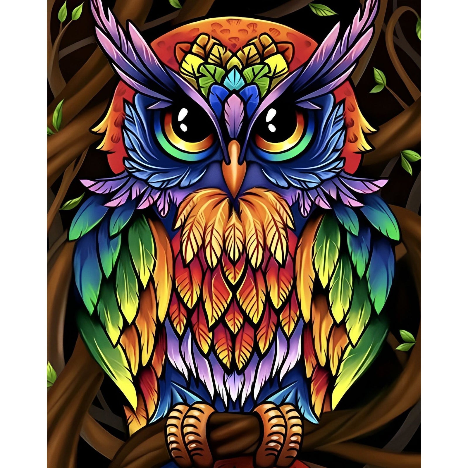 Rainbow Hoot | Diamond Painting Design - Full Drill Diamond Art with 5d Square or Round Diamonds - AB Drills Available