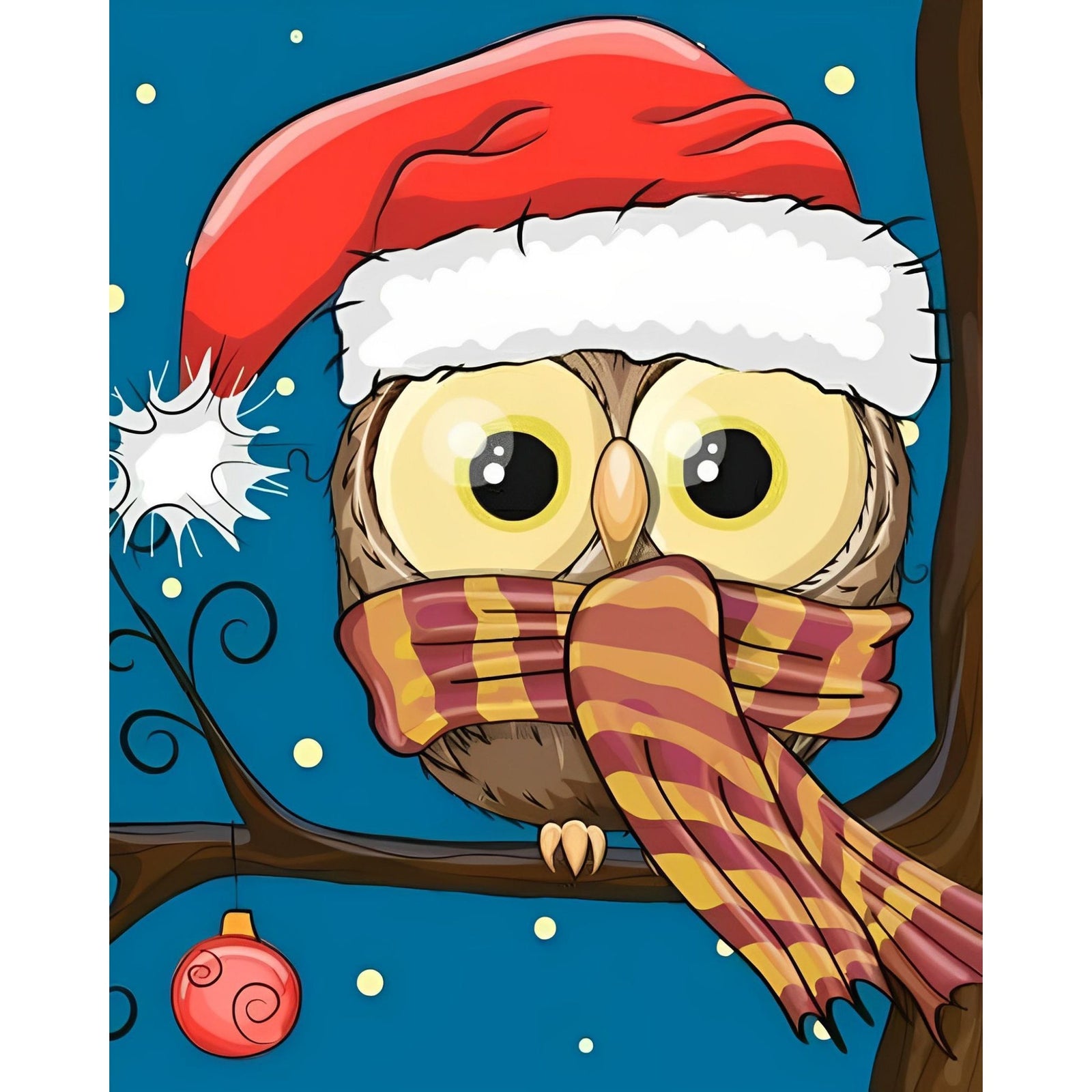 Christmas Owl | Diamond Painting Design - Full Drill Diamond Art with 5d Square or Round Diamonds - AB Drills Available