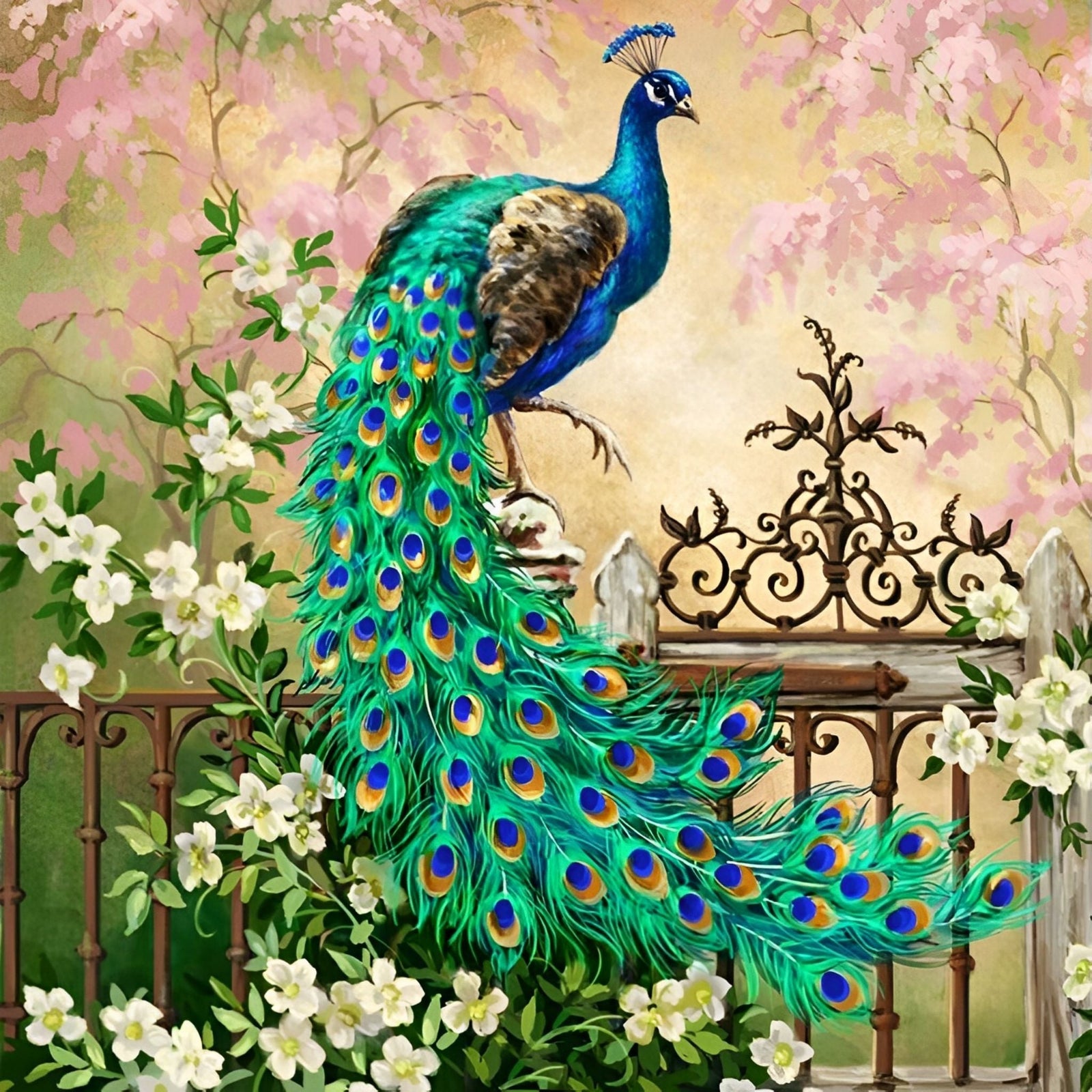 Peacock | Diamond Painting Design - Full Drill Diamond Art with 5d Square or Round Diamonds - AB Drills Available