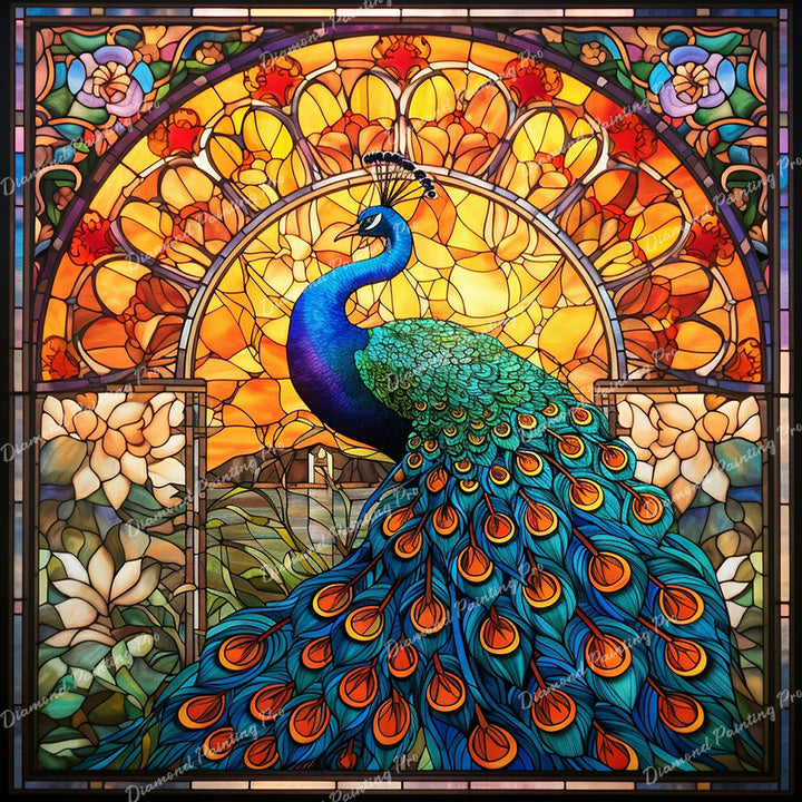 Majestic Peacock Stained Glass | Diamond Painting