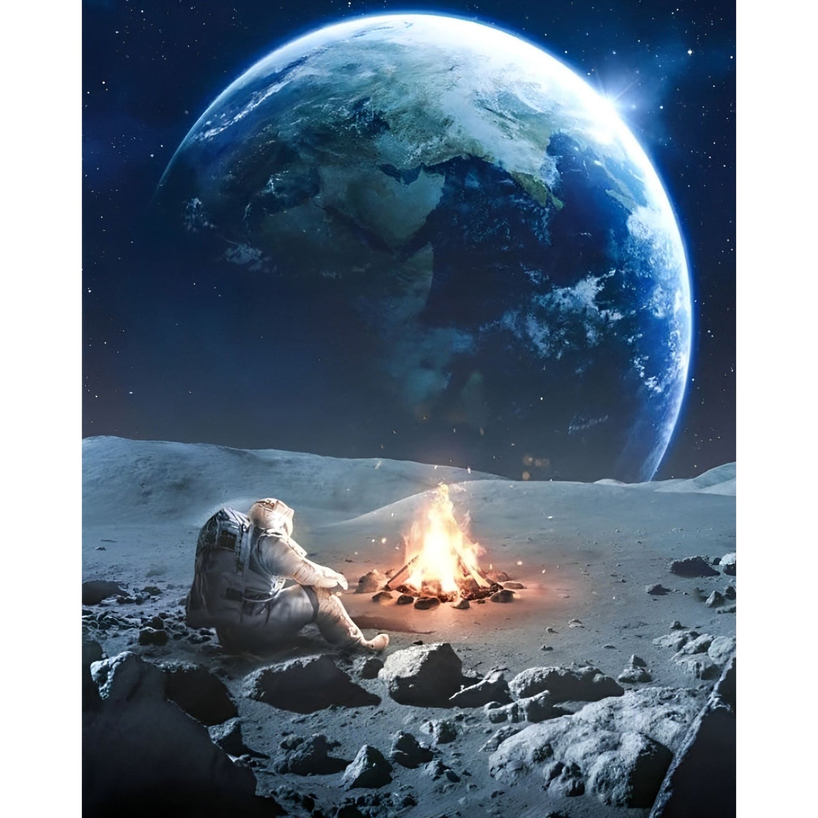 Campfire on the Moon | Diamond Painting Design - Full Drill Diamond Art with 5d Square or Round Diamonds - AB Drills Available