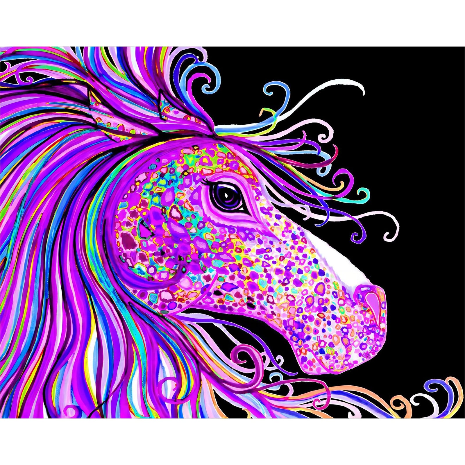 Rainbow Spotted Horse Head | Diamond Painting Design - Full Drill Diamond Art with 5d Square or Round Diamonds - AB Drills Available