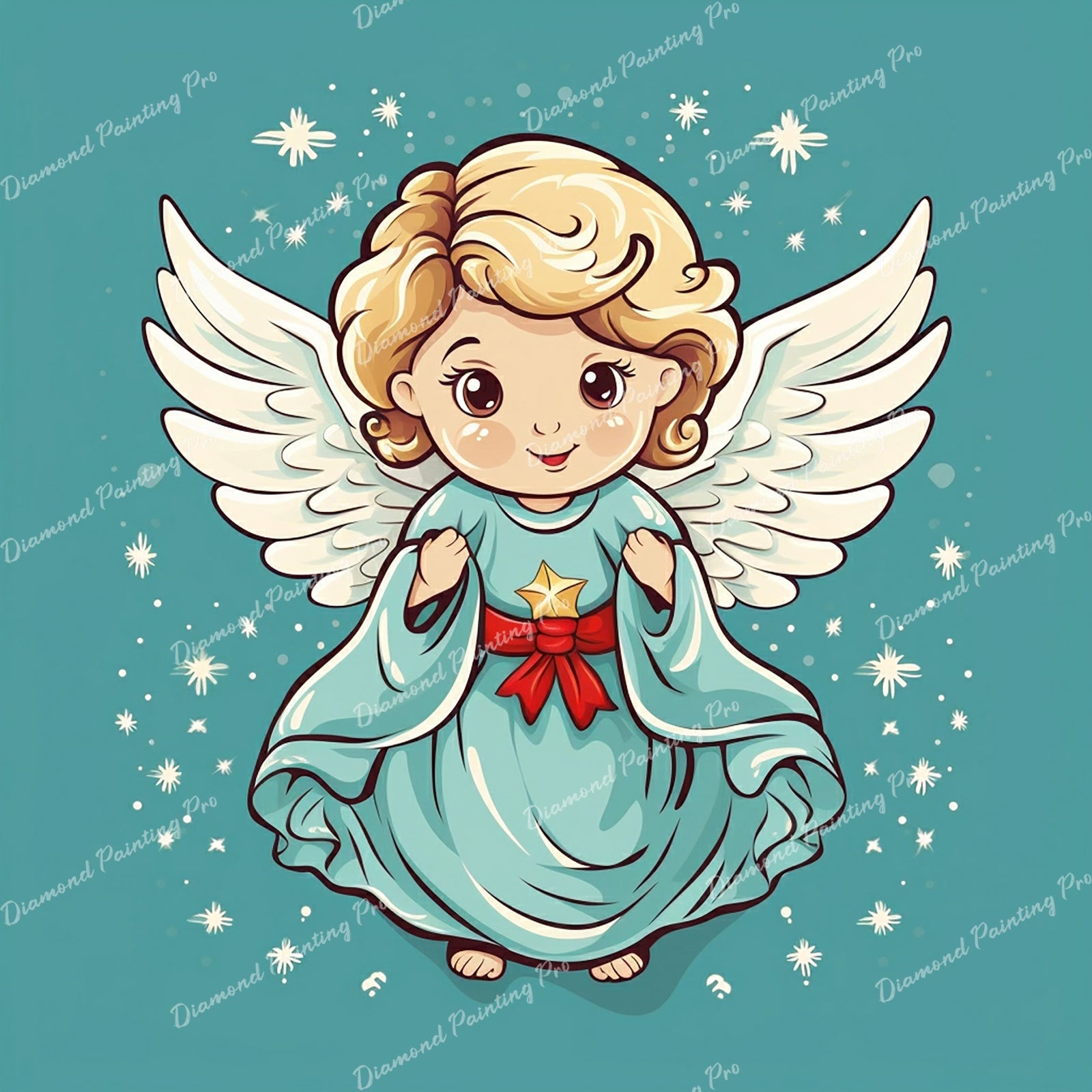 Angelic Christmas Blessings | Diamond Painting Design - Full Drill Diamond Art with 5d Square or Round Diamonds - AB Drills Available