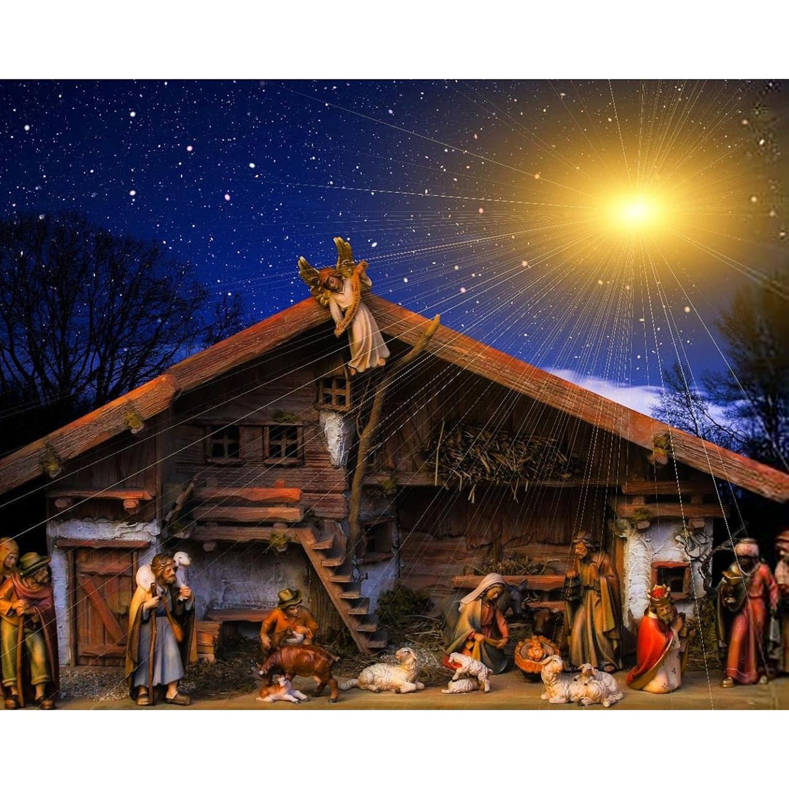 Moonlit Nativity Scene | Diamond Painting Design - Full Drill Diamond Art with 5d Square or Round Diamonds - AB Drills Available