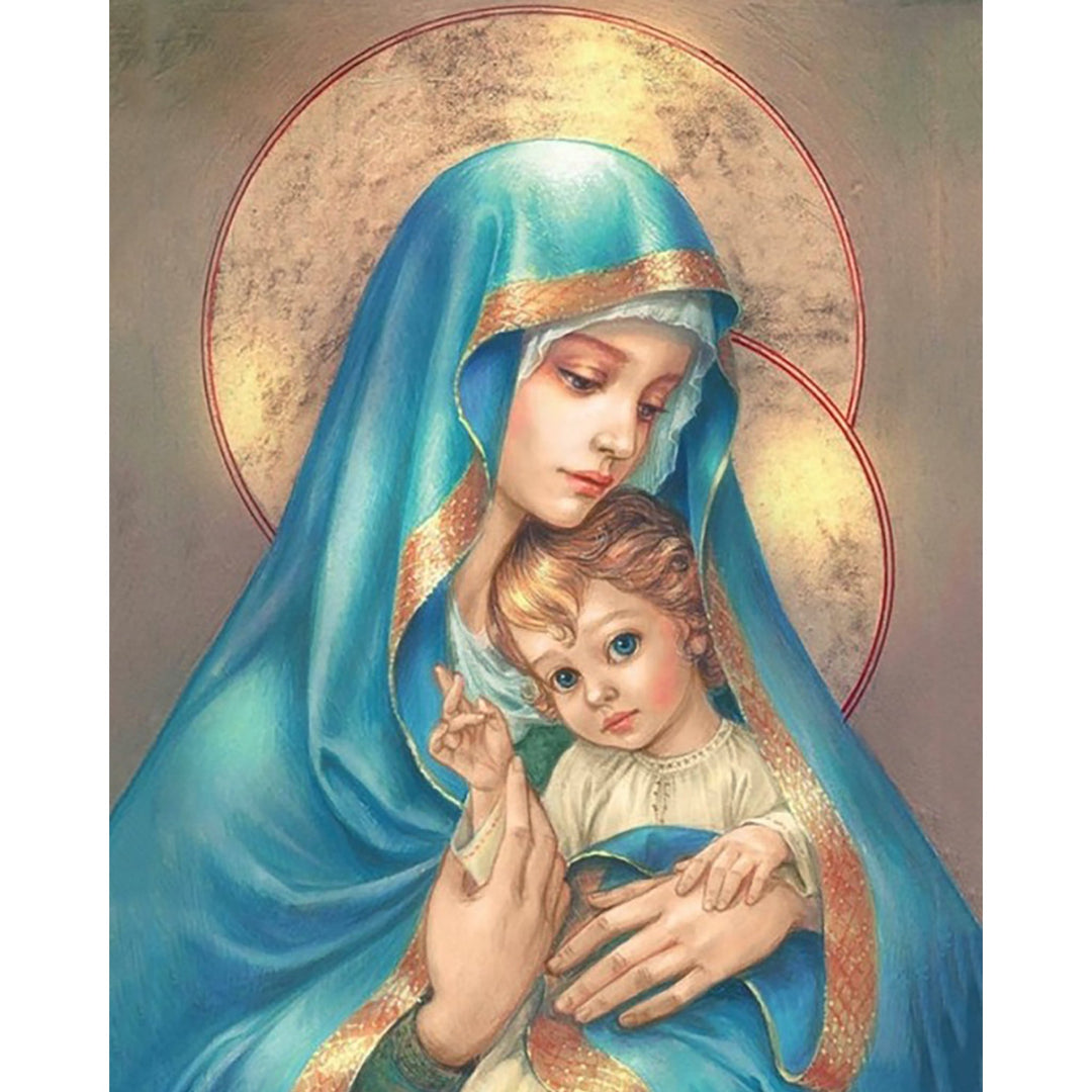 Virgin Mary with Jesus | Diamond Painting
