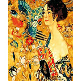 Lady with Fan - Gustav Klimt | Diamond Painting Design - Full Drill Diamond Art with 5d Square or Round Diamonds - AB Drills Available