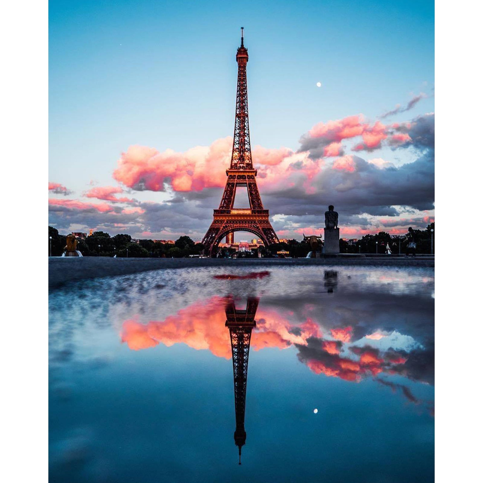 Eiffel Tower Reflections | Diamond Painting Design - Full Drill Diamond Art with 5d Square or Round Diamonds - AB Drills Available