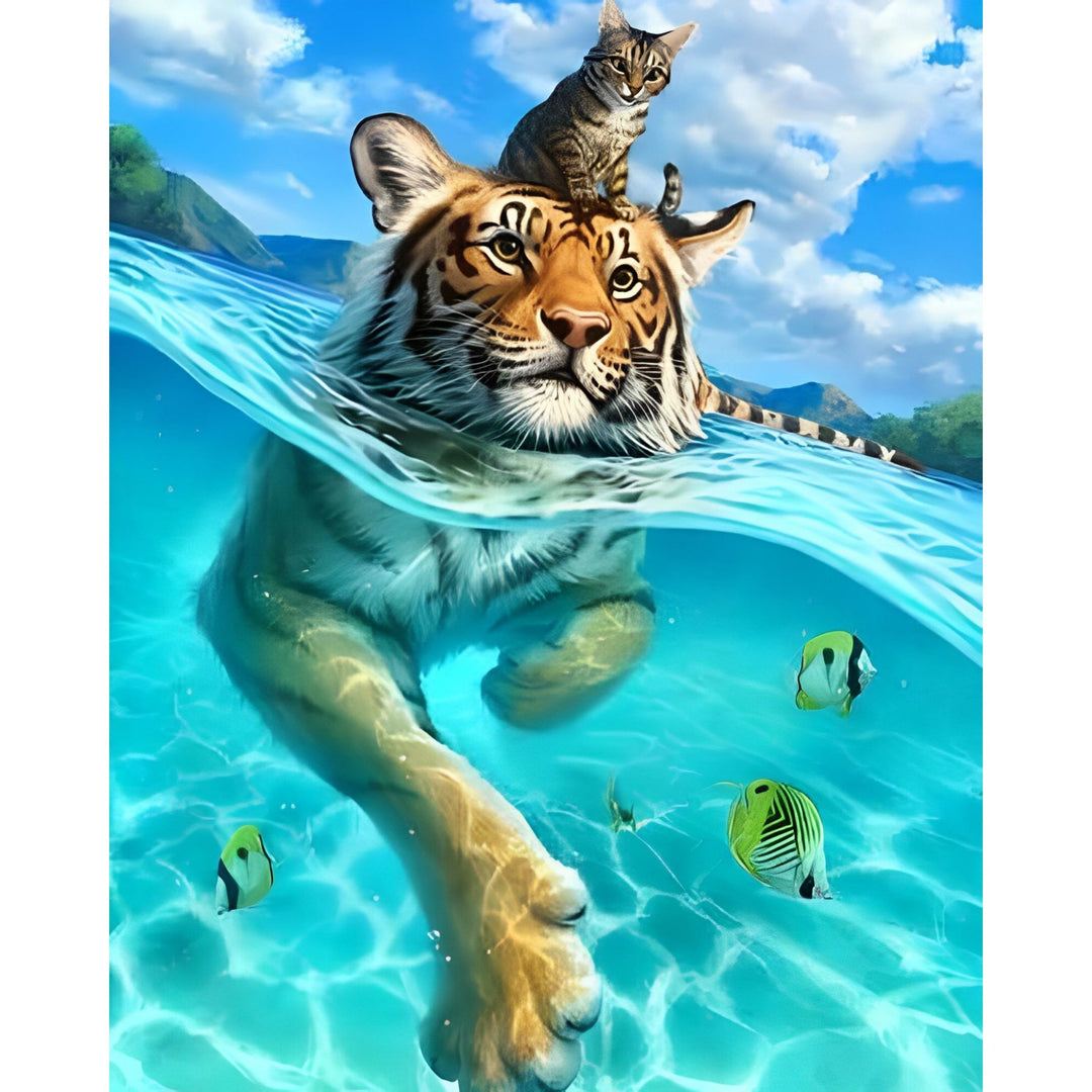 Cat in the Water | Diamond Painting