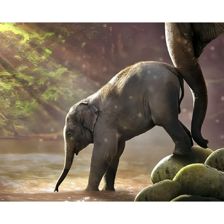 Baby Elephant Bath | Diamond Painting