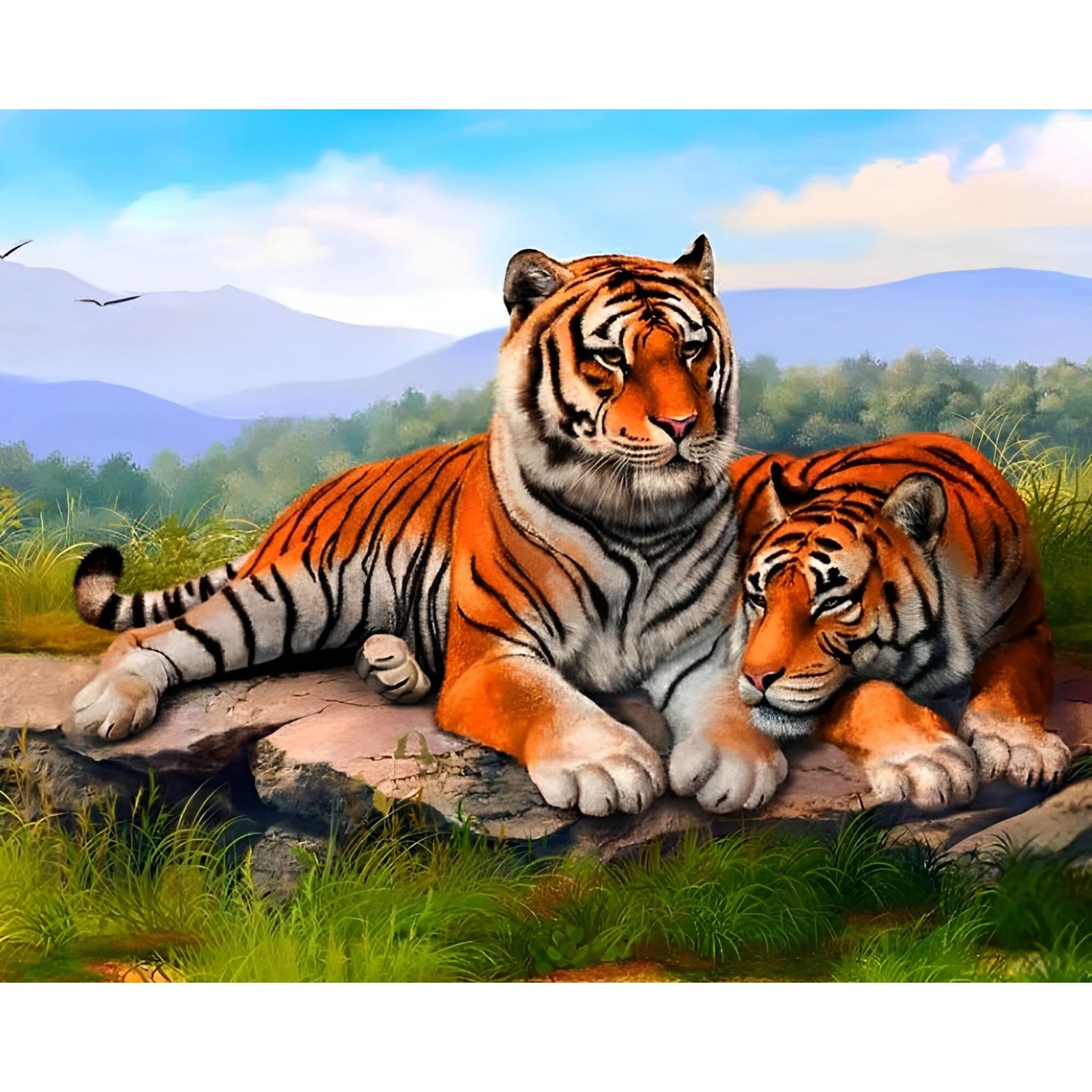 Two Tigers Relaxing | Diamond Painting Design - Full Drill Diamond Art with 5d Square or Round Diamonds - AB Drills Available