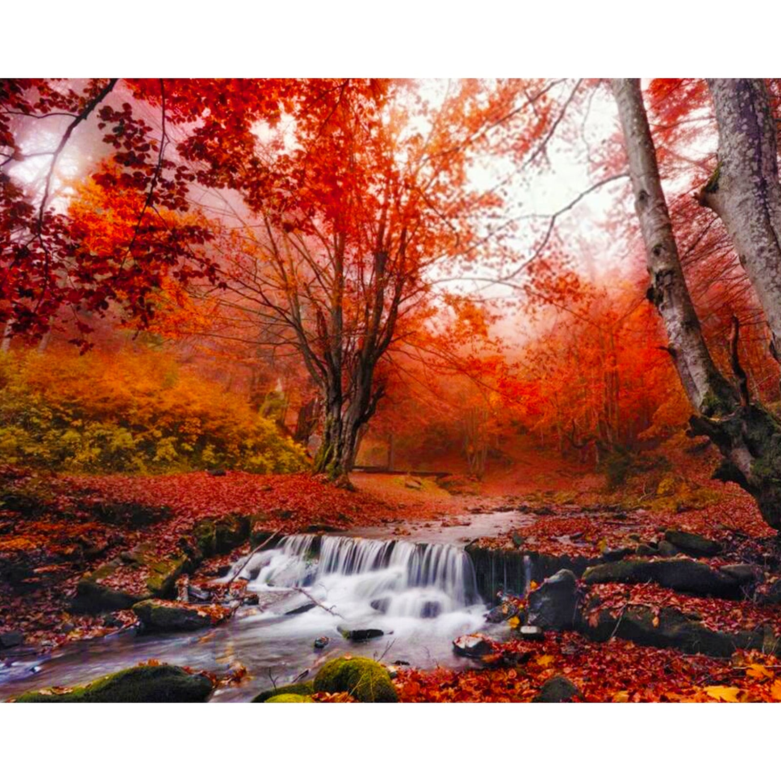 Autumn Waterfall | Diamond Painting Design - Full Drill Diamond Art with 5d Square or Round Diamonds - AB Drills Available