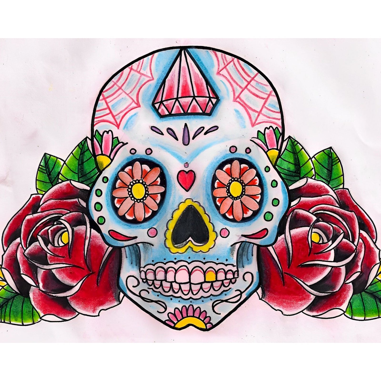 Vibrant Sugar Skull Mystic | Diamond Painting Design - Full Drill Diamond Art with 5d Square or Round Diamonds - AB Drills Available