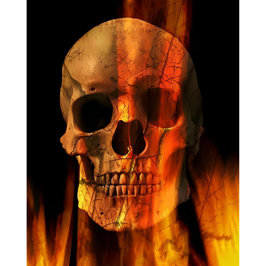Flaming Skull and Crossbones | Diamond Painting