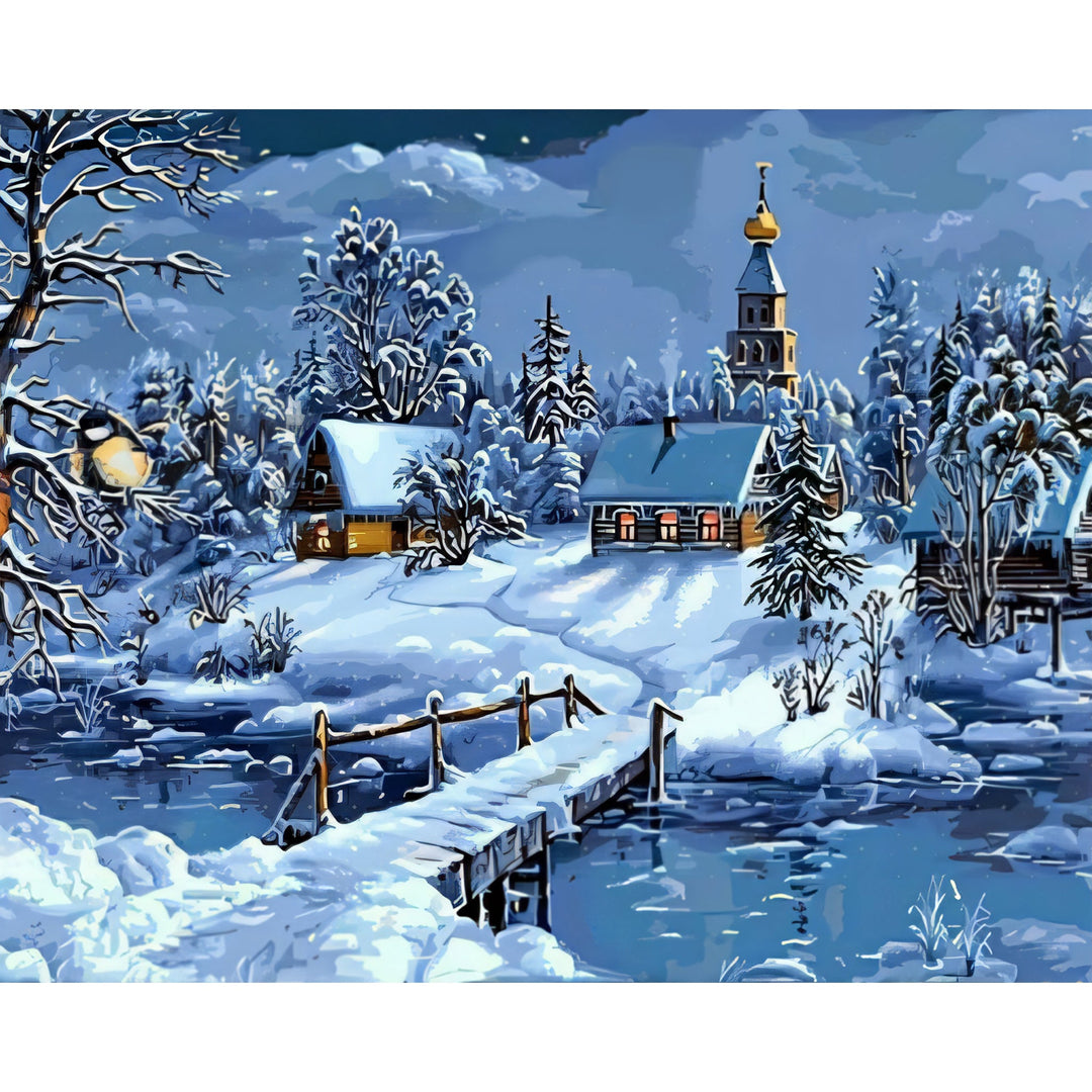 Winter in the Village | Diamond Painting