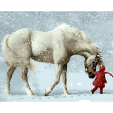 Snow Horse | Diamond Painting Design - Full Drill Diamond Art with 5d Square or Round Diamonds - AB Drills Available