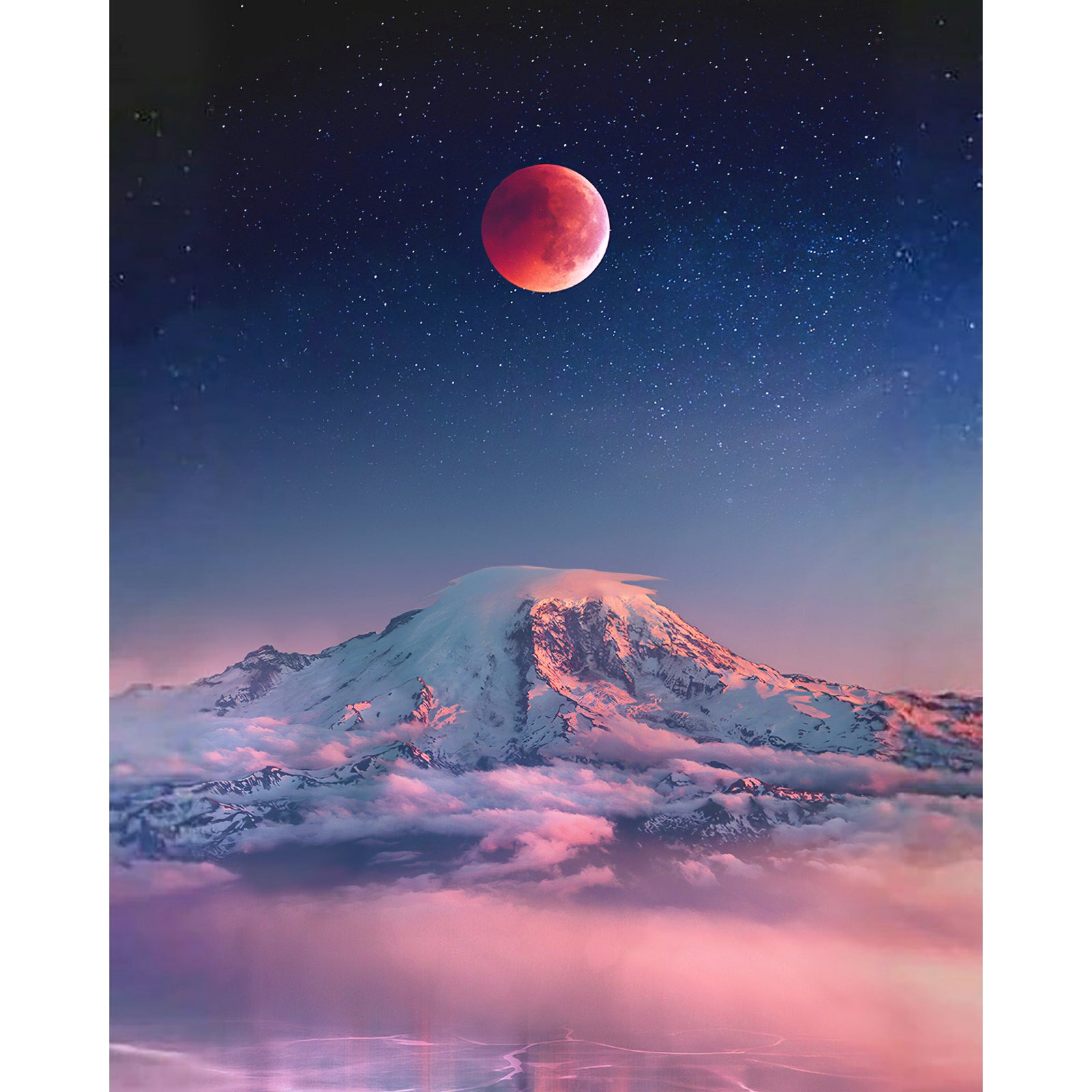 Pink Moon Scene | Diamond Painting Design - Full Drill Diamond Art with 5d Square or Round Diamonds - AB Drills Available