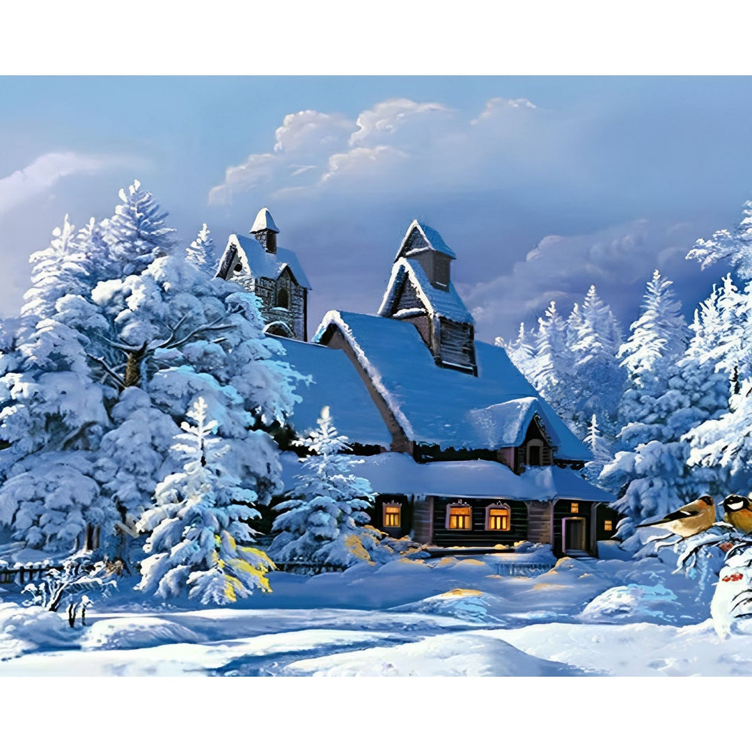 A House in Winter Snow | Diamond Painting