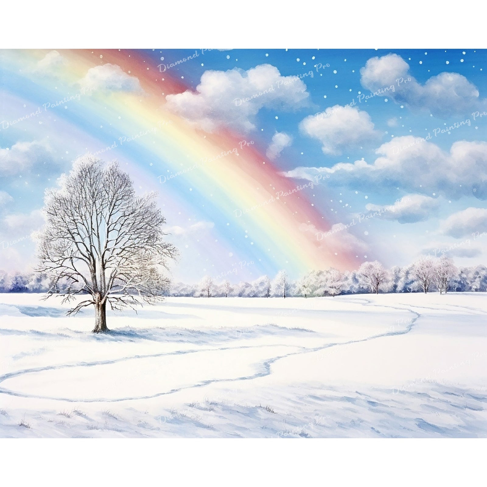 Rainbow Snowland | Diamond Painting Design - Full Drill Diamond Art with 5d Square or Round Diamonds - AB Drills Available