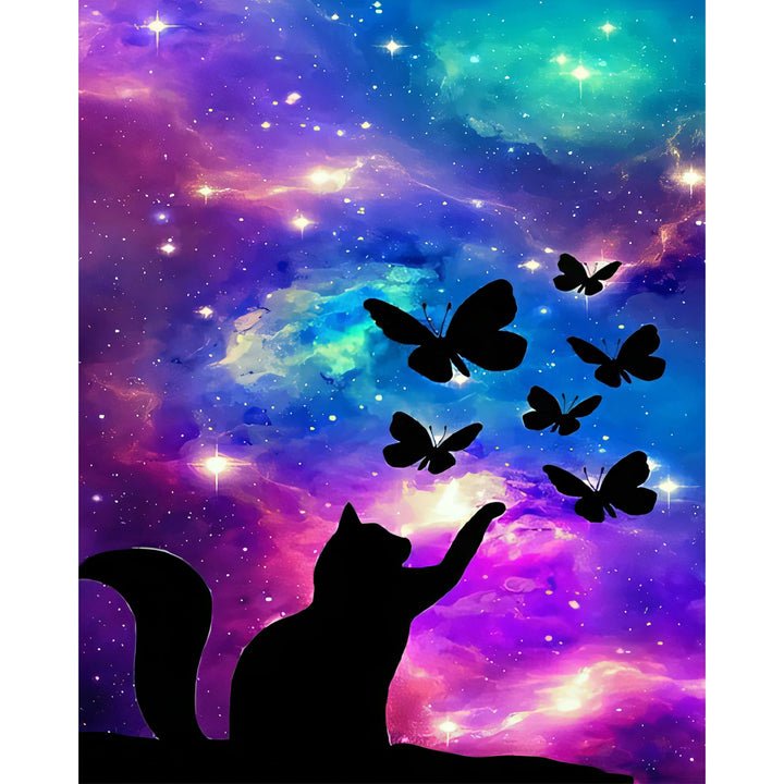 Cat Under Starry Galaxy | Diamond Painting