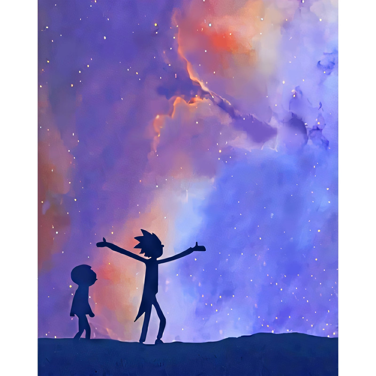 Aesthetic Rick and Morty Silhouette | Diamond Painting Design - Full Drill Diamond Art with 5d Square or Round Diamonds - AB Drills Available