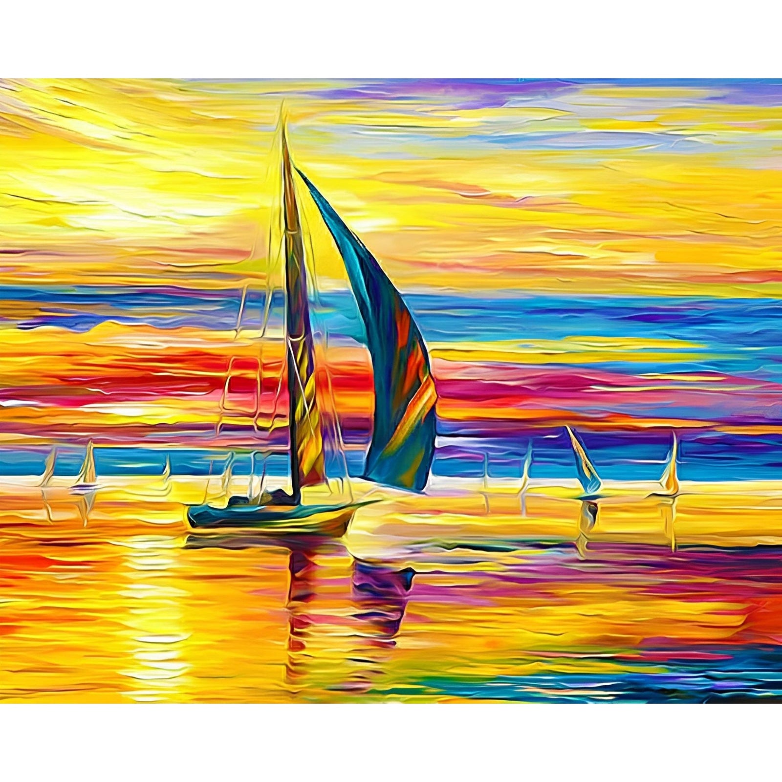 Bright Sailboat Sunset | Diamond Painting Design - Full Drill Diamond Art with 5d Square or Round Diamonds - AB Drills Available