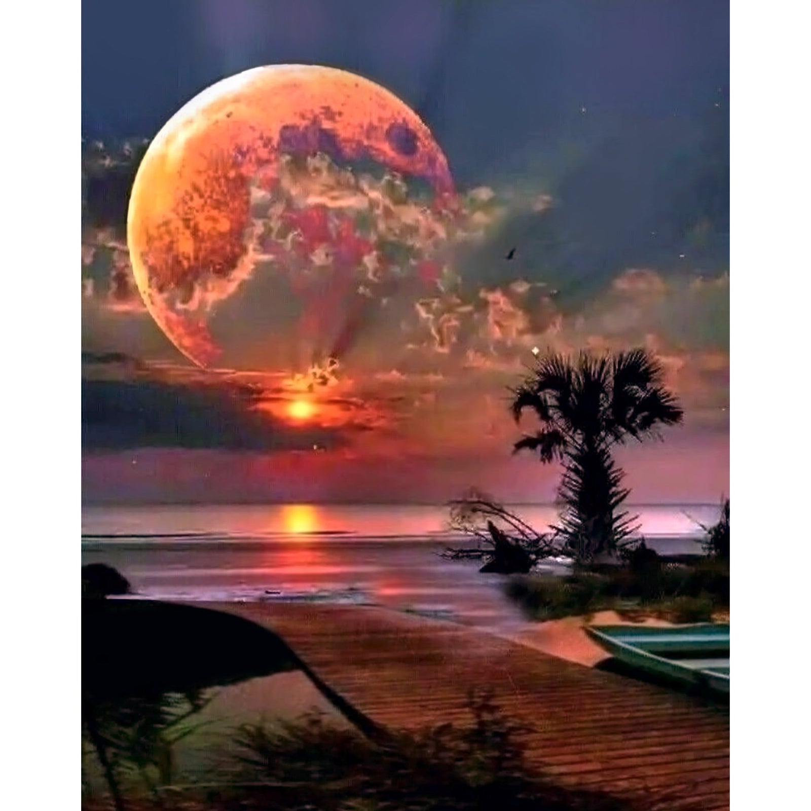 Half Moon Sunset | Diamond Painting Design - Full Drill Diamond Art with 5d Square or Round Diamonds - AB Drills Available