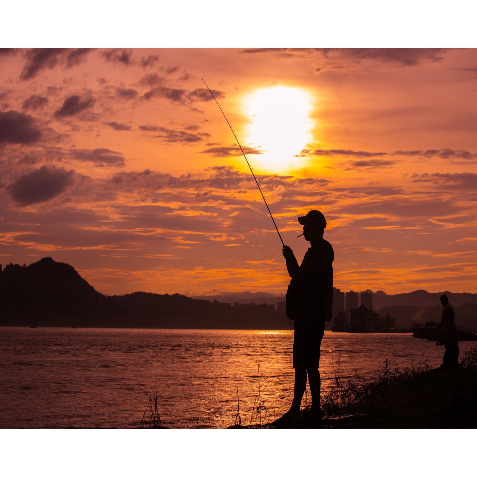 Fishing in the Sunset | Diamond Painting Design - Full Drill Diamond Art with 5d Square or Round Diamonds - AB Drills Available