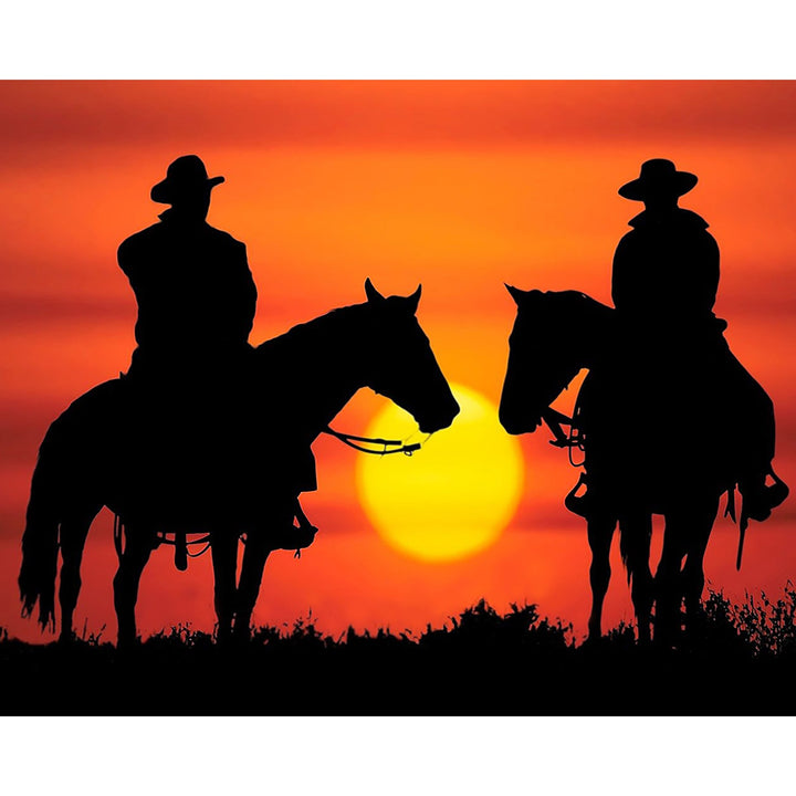 Cowboys Silhouette Sunset | Diamond Painting