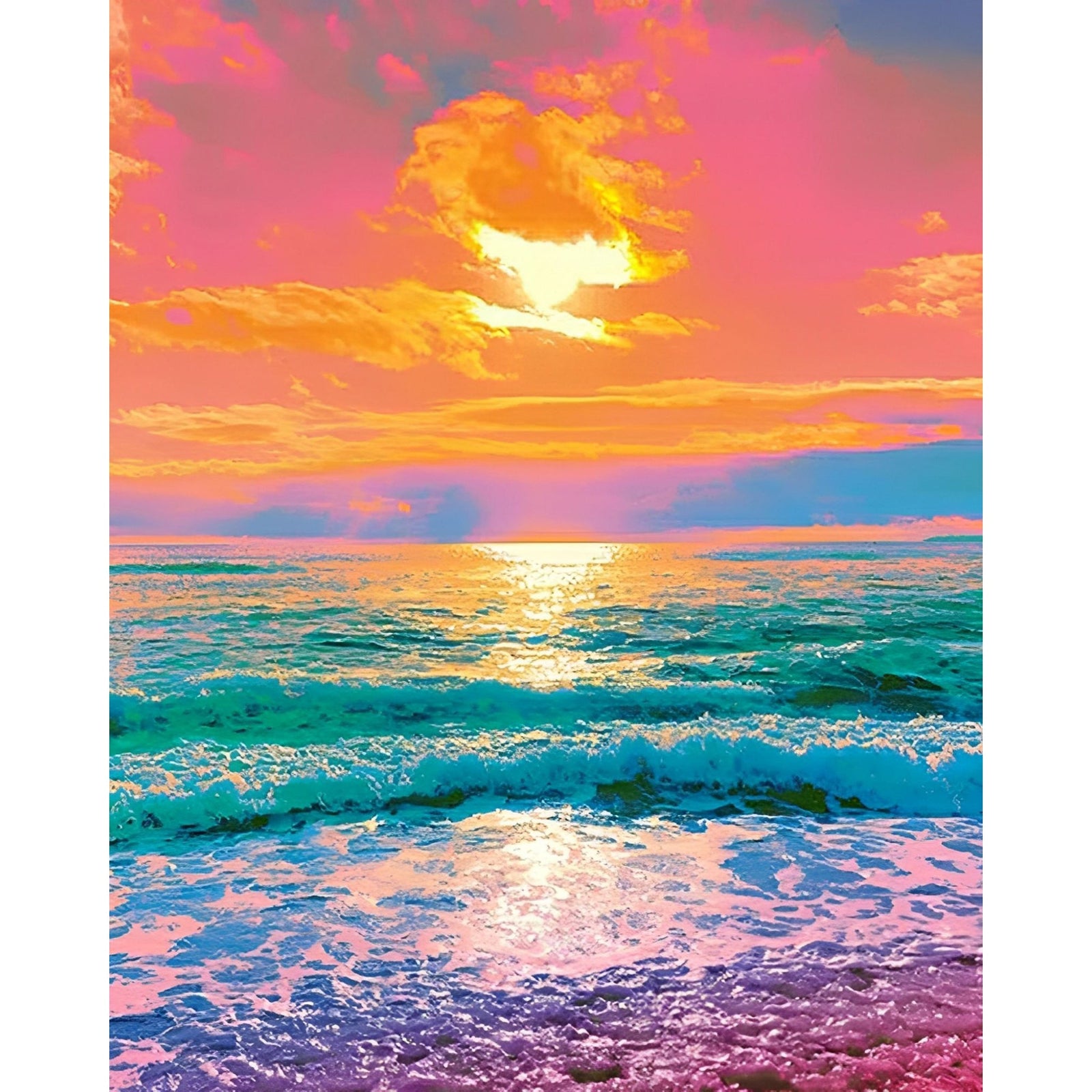 Vibrant Beachside Sunset | Diamond Painting Design - Full Drill Diamond Art with 5d Square or Round Diamonds - AB Drills Available