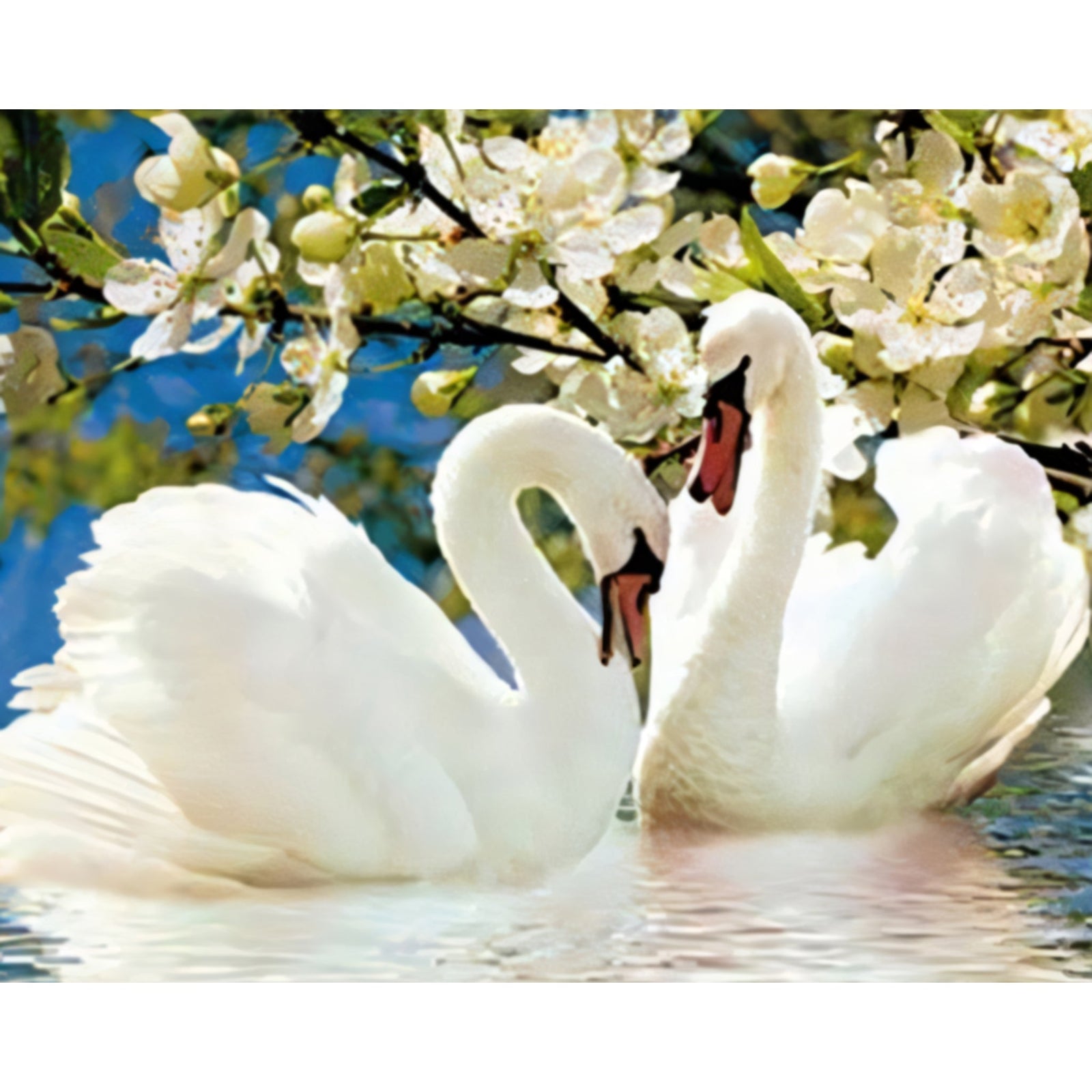 Swans and Flowers | Diamond Painting Design - Full Drill Diamond Art with 5d Square or Round Diamonds - AB Drills Available