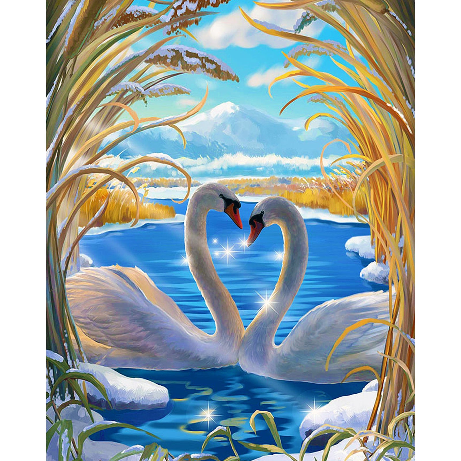 Swans Love | Diamond Painting Design - Full Drill Diamond Art with 5d Square or Round Diamonds - AB Drills Available