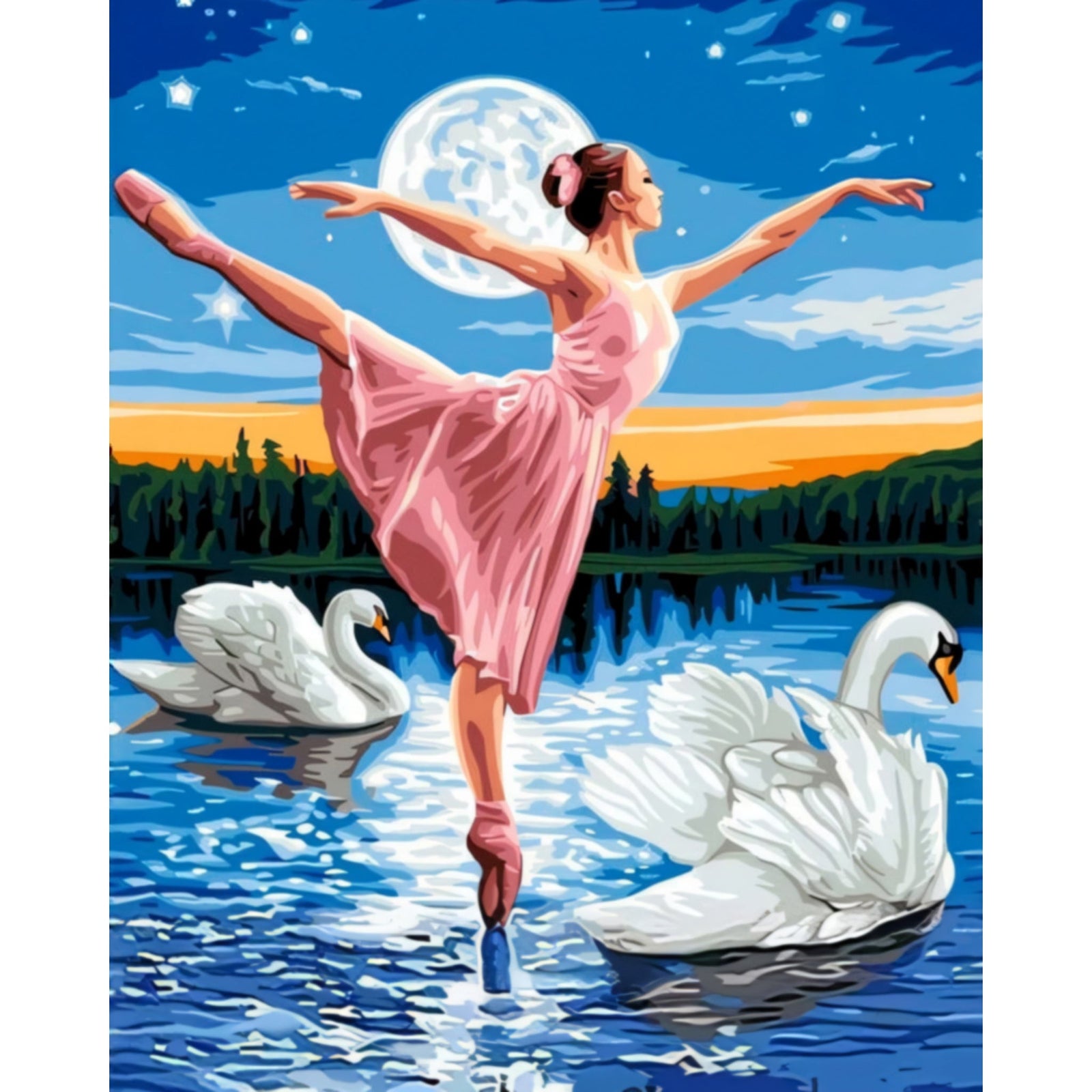 Swans Ballet | Diamond Painting Design - Full Drill Diamond Art with 5d Square or Round Diamonds - AB Drills Available