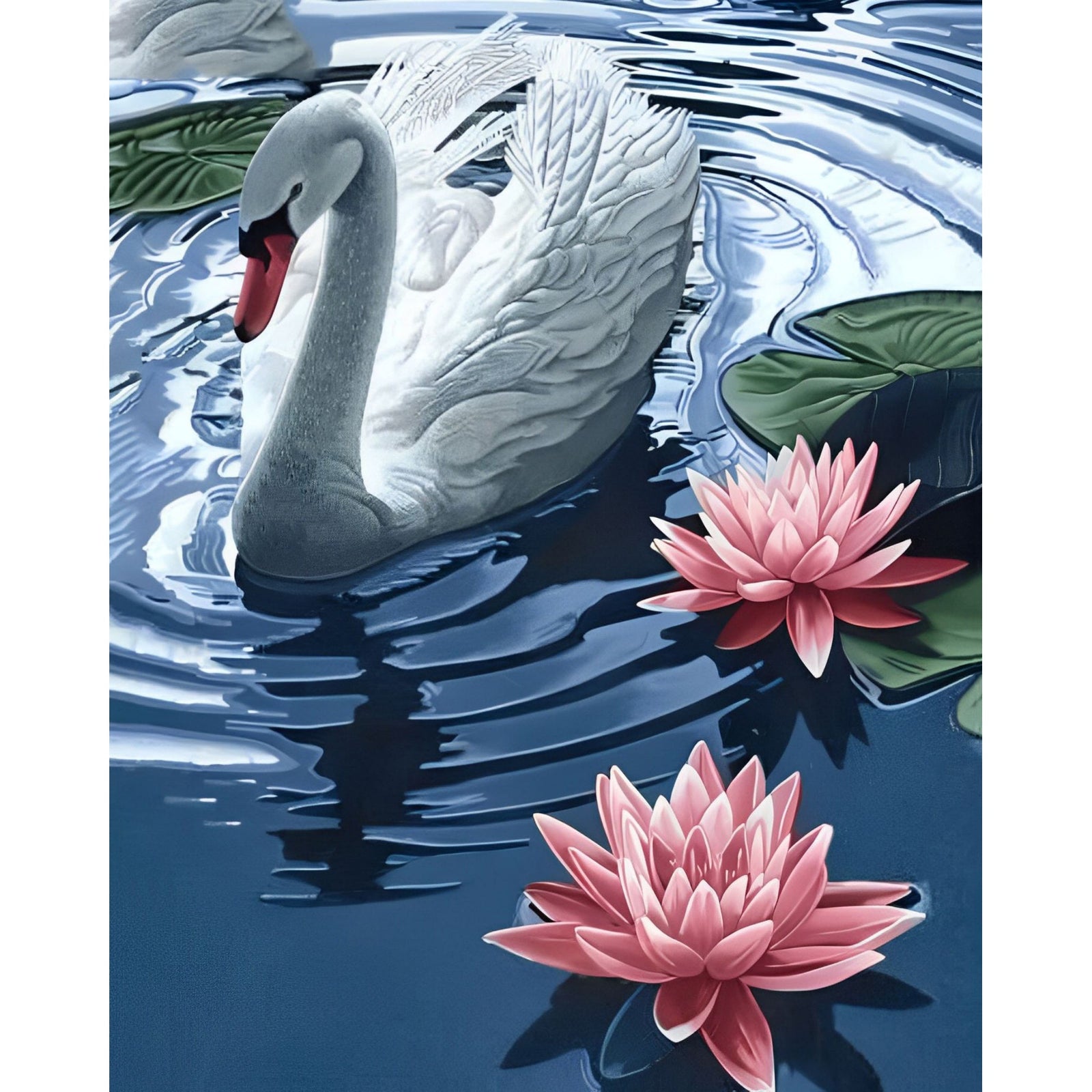 Swans and Lotus | Diamond Painting Design - Full Drill Diamond Art with 5d Square or Round Diamonds - AB Drills Available