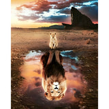 Lion Legacy Reflection | Diamond Painting Design - Full Drill Diamond Art with 5d Square or Round Diamonds - AB Drills Available