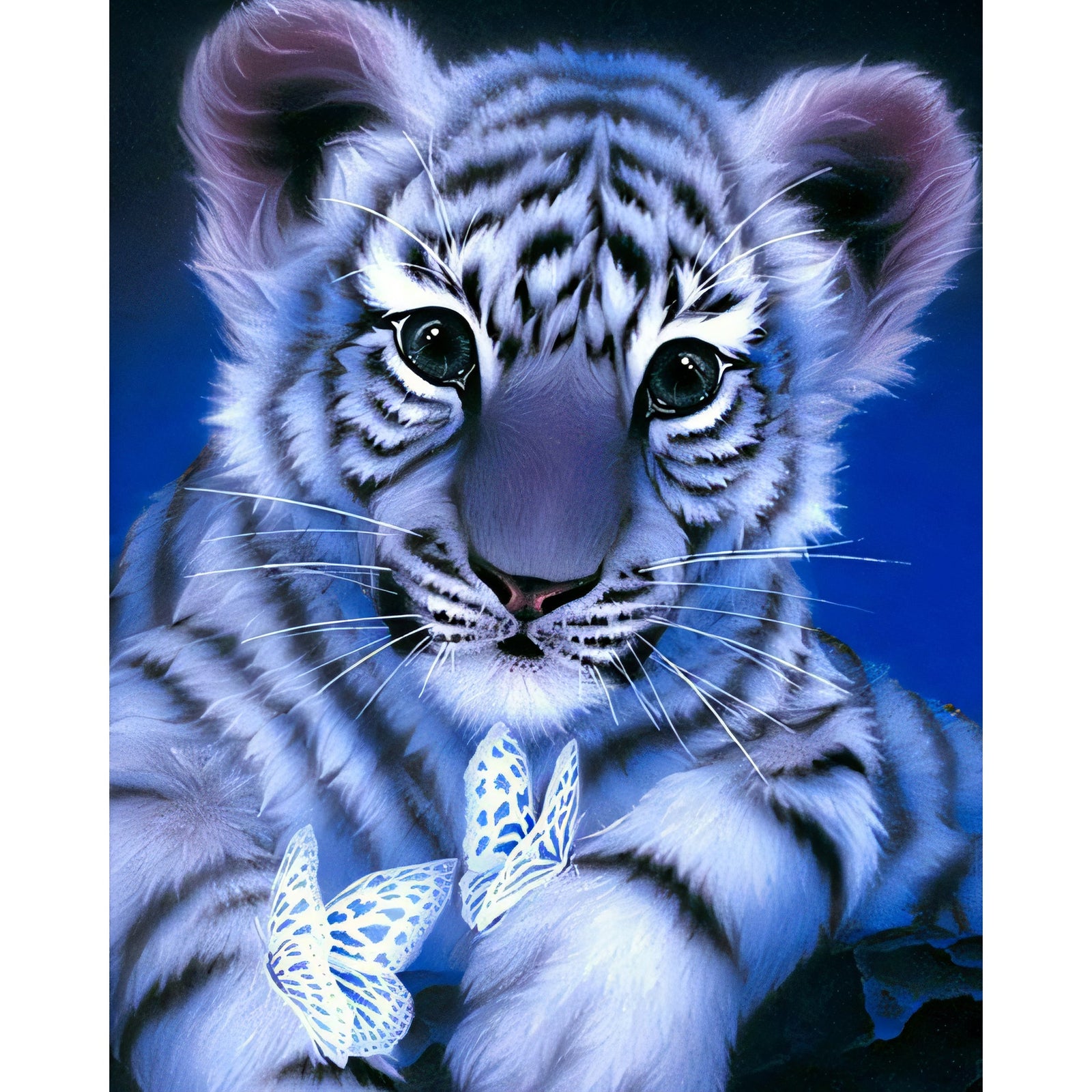 Lion Cub with Butterflies | Diamond Painting Design - Full Drill Diamond Art with 5d Square or Round Diamonds - AB Drills Available