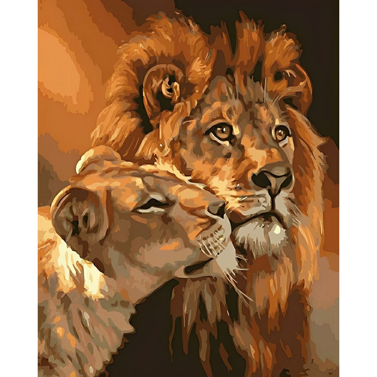 Lion Couple | Diamond Painting Design - Full Drill Diamond Art with 5d Square or Round Diamonds - AB Drills Available