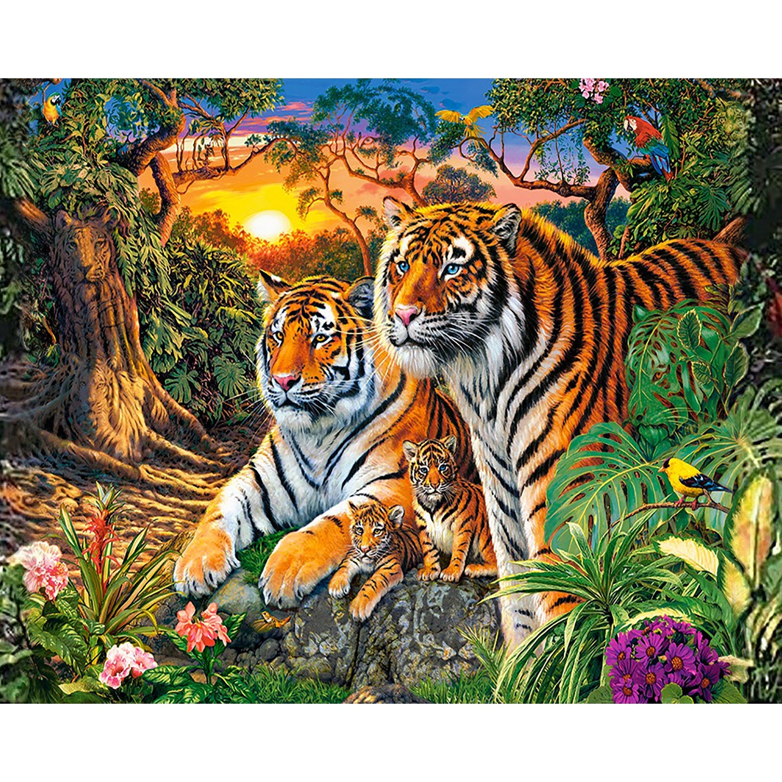 Tigers Family | Diamond Painting Design - Full Drill Diamond Art with 5d Square or Round Diamonds - AB Drills Available