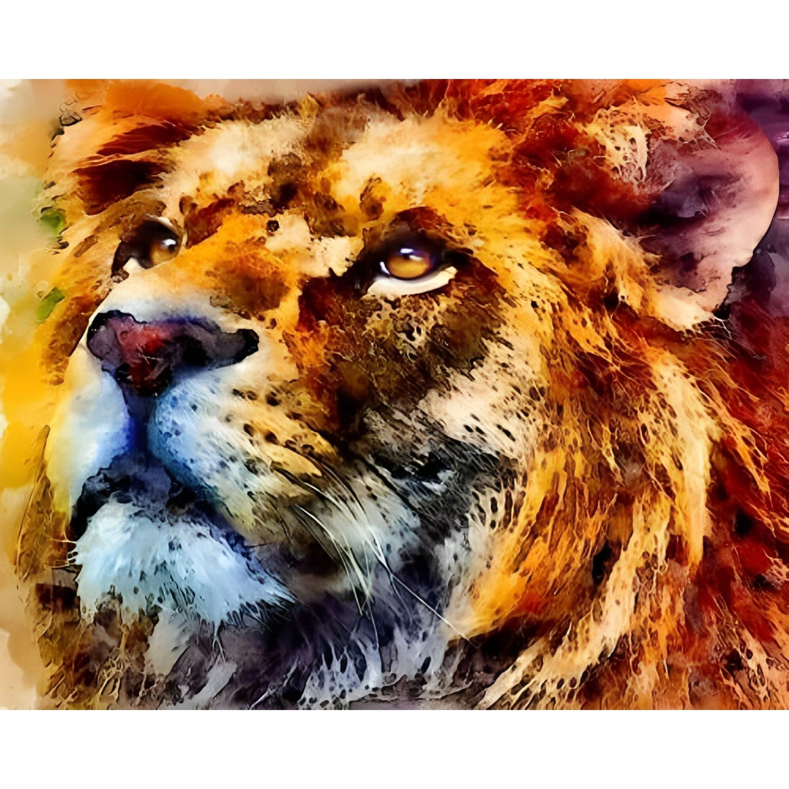 Watercolor Lion | Diamond Painting Design - Full Drill Diamond Art with 5d Square or Round Diamonds - AB Drills Available