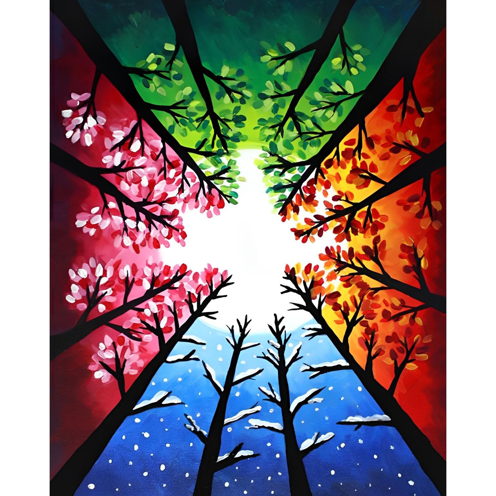 Four Season Trees | Diamond Painting Design - Full Drill Diamond Art with 5d Square or Round Diamonds - AB Drills Available