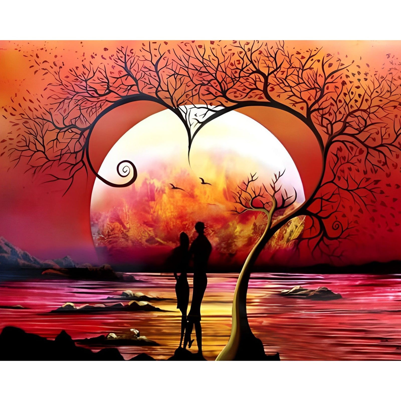 Lovers & Tree | Diamond Painting Design - Full Drill Diamond Art with 5d Square or Round Diamonds - AB Drills Available