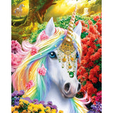 Unicorn Among Flowers | Diamond Painting Design - Full Drill Diamond Art with 5d Square or Round Diamonds - AB Drills Available